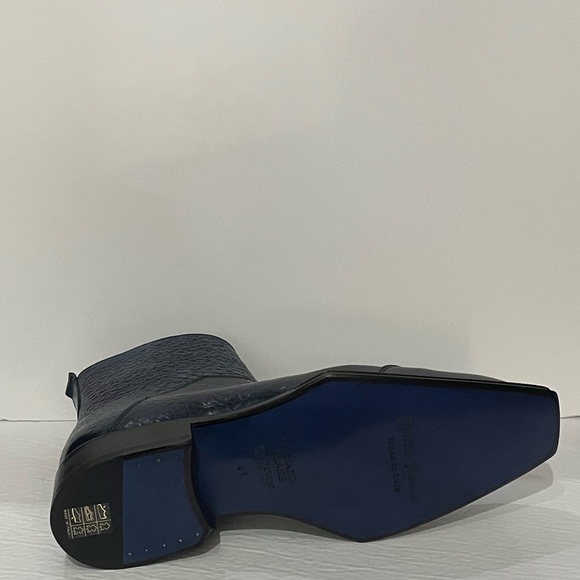 Emilio Franco boot dressy blue captoe Atalian leather side zipper - Picture 2 of 6